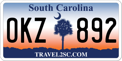 SC license plate OKZ892