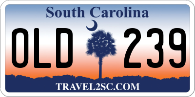 SC license plate OLD239