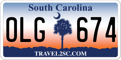 SC license plate OLG674
