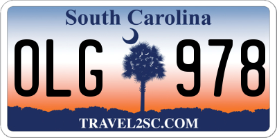 SC license plate OLG978