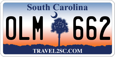 SC license plate OLM662