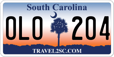 SC license plate OLO204