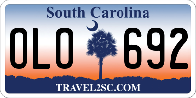 SC license plate OLO692