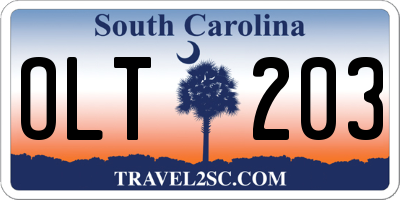 SC license plate OLT203
