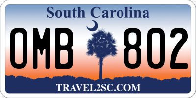 SC license plate OMB802