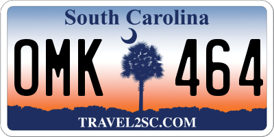 SC license plate OMK464