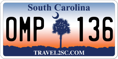 SC license plate OMP136