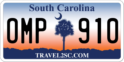 SC license plate OMP910