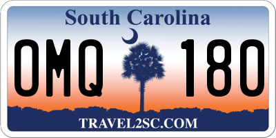 SC license plate OMQ180