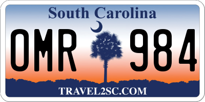 SC license plate OMR984