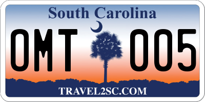 SC license plate OMT005