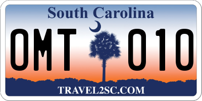 SC license plate OMT010