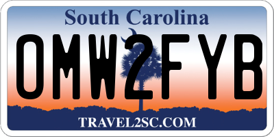 SC license plate OMW2FYB