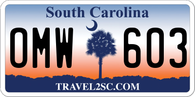 SC license plate OMW603