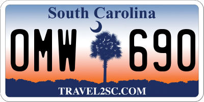 SC license plate OMW690