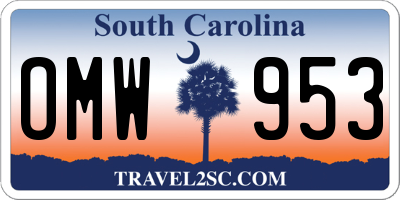 SC license plate OMW953