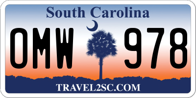 SC license plate OMW978