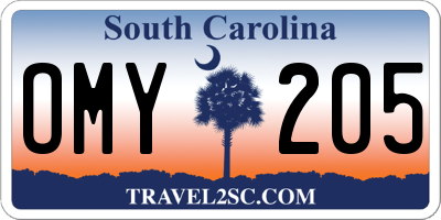 SC license plate OMY205