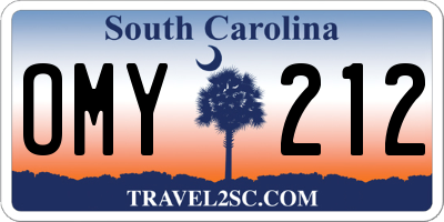 SC license plate OMY212