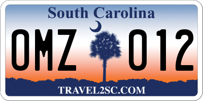 SC license plate OMZ012