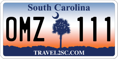 SC license plate OMZ111