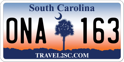 SC license plate ONA163