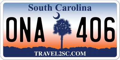 SC license plate ONA406