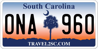 SC license plate ONA960