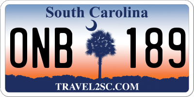 SC license plate ONB189