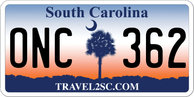 SC license plate ONC362
