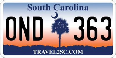 SC license plate OND363