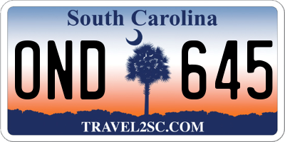 SC license plate OND645