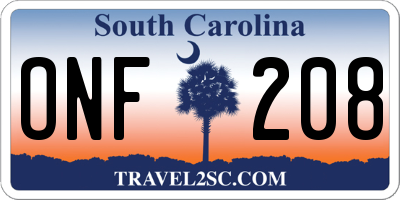 SC license plate ONF208