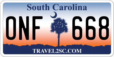 SC license plate ONF668