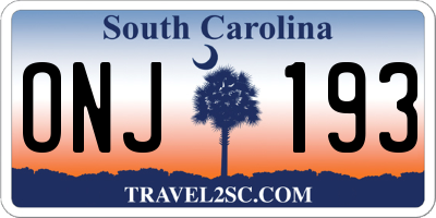 SC license plate ONJ193