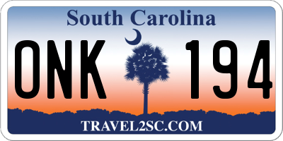 SC license plate ONK194