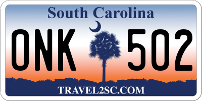 SC license plate ONK502