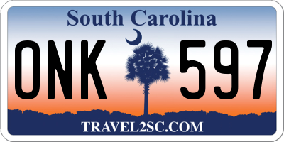 SC license plate ONK597