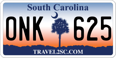 SC license plate ONK625