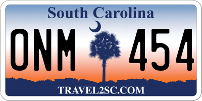 SC license plate ONM454