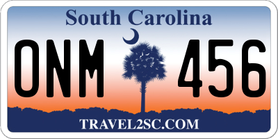 SC license plate ONM456