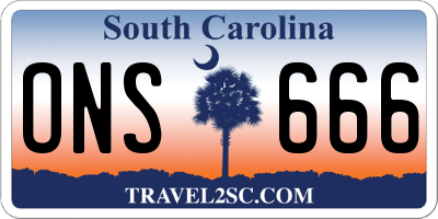 SC license plate ONS666