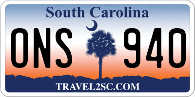 SC license plate ONS940