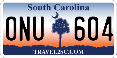SC license plate ONU604