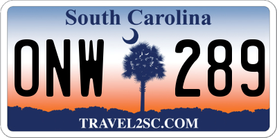 SC license plate ONW289