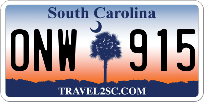 SC license plate ONW915