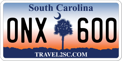 SC license plate ONX600