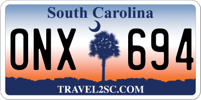 SC license plate ONX694