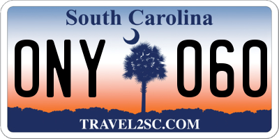 SC license plate ONY060