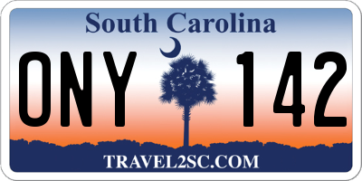 SC license plate ONY142